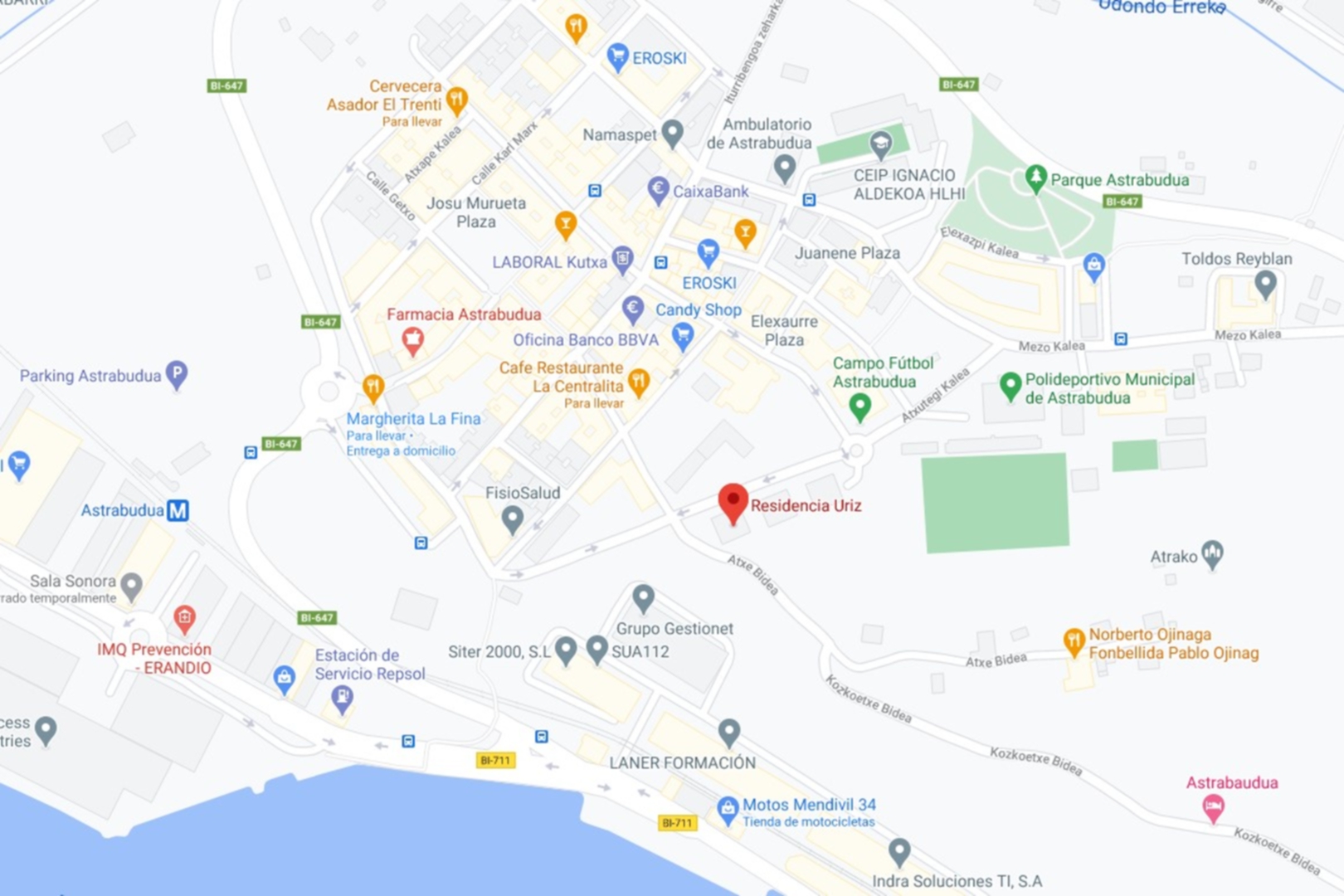 mapa Residencia para mayores Astrabudua