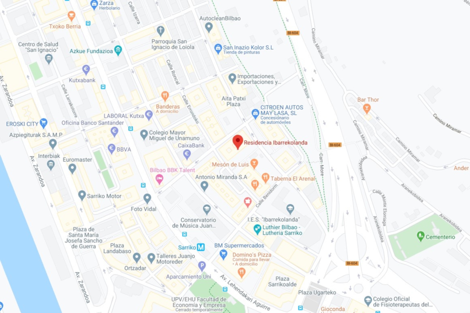 mapa Residencia para mayores Ibarrekolanda